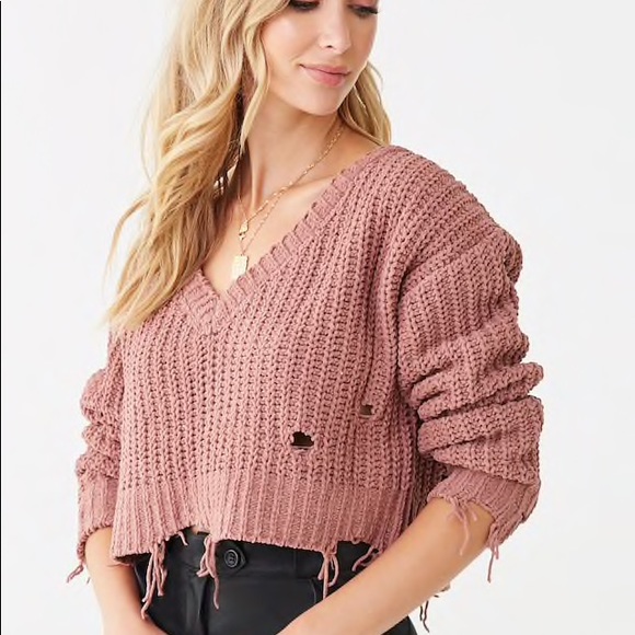 Forever 21 Sweaters - Distressed crop sweater